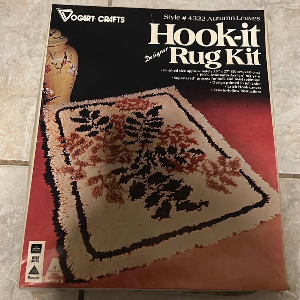 Hook-It Latch Hook Rug Kit Autumn Leaves Vintage